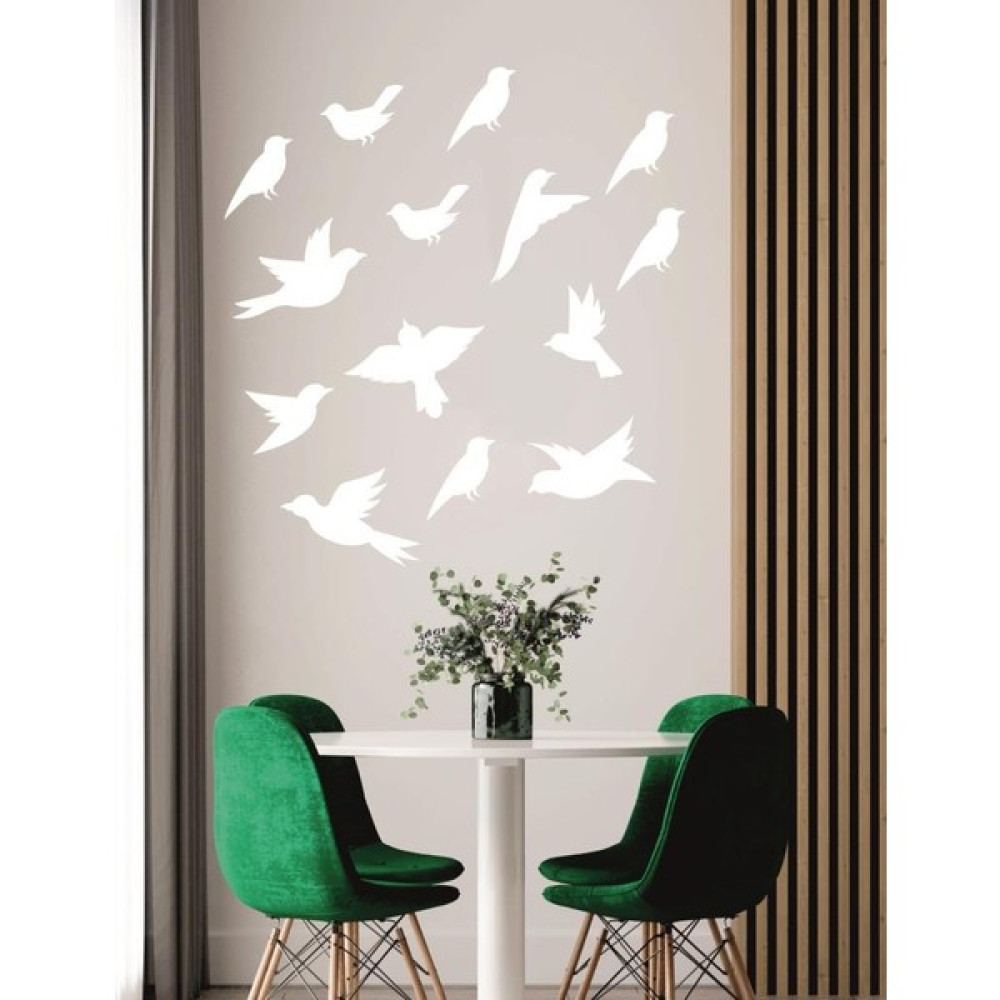 Lizpo Decor Uçan Kuşlar Dekoratif Duvar Beyaz Sticker Kuş Sürüsü Mb1 - 80 x 25 cm Duvar Stickerı Fiyatı
