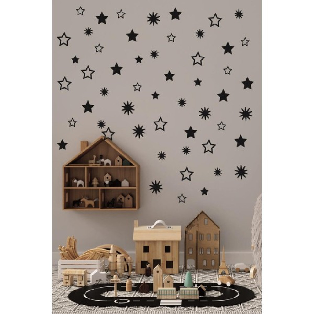 Lizpo Decor Yıldız Yağmuru Duvar Sticker, Bebek Ve Çocuk Odası Dekoratif Duvar Çıkartması, 3-4-5 cm Siyah - 5 cm Sticker Fiyatı