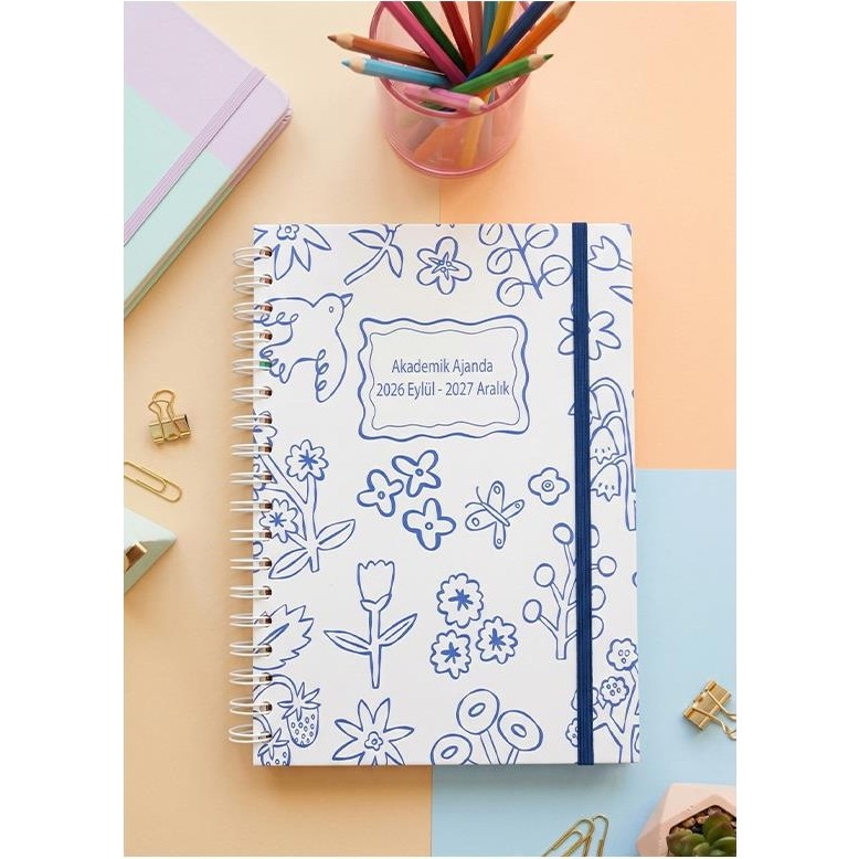 Lizy 2026-2027 Spiralli Akademik Planlayıcı Ajanda 17X24 cm Tasarım-10 - Lacivert Ajanda Fiyatı
