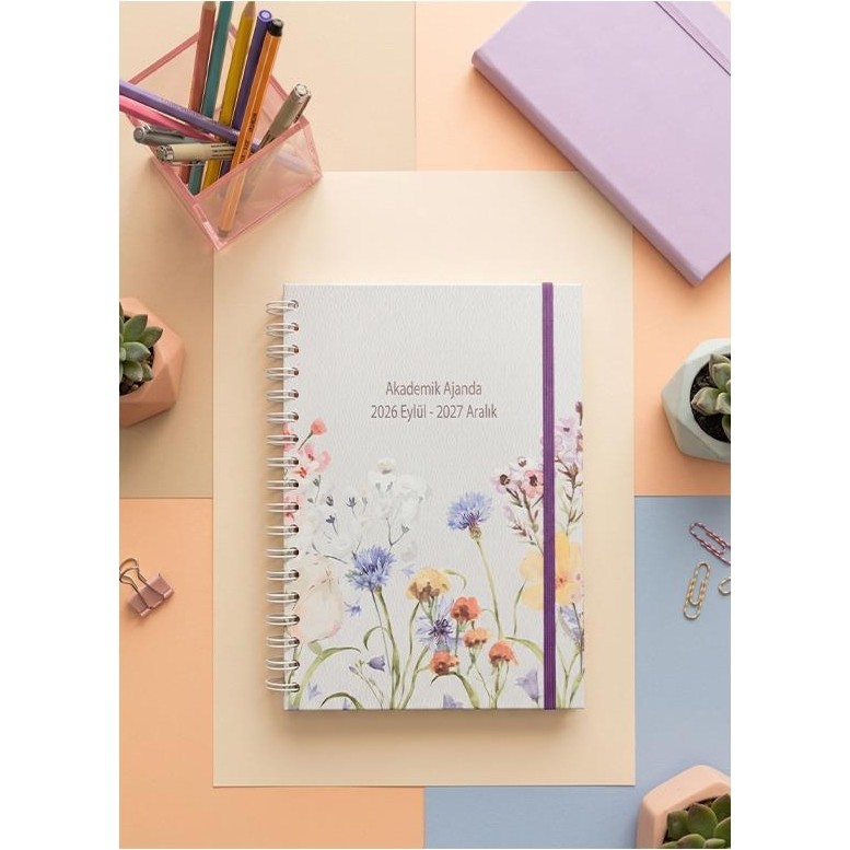 Lizy 2026-2027 Spiralli Akademik Planlayıcı Ajanda 17X24 cm Tasarım-5 - Mor Ajanda Fiyatı