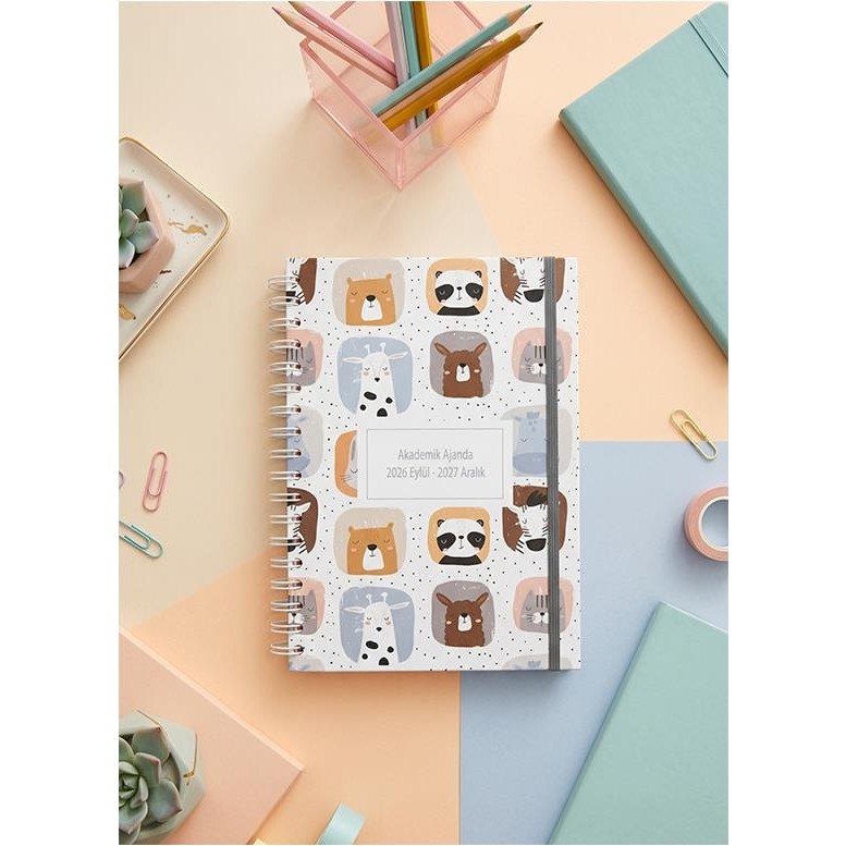 Lizy 2026-2027 Spiralli Akademik Planlayıcı Ajanda 17X24 cm Tasarım-6 - Haki Ajanda Fiyatı