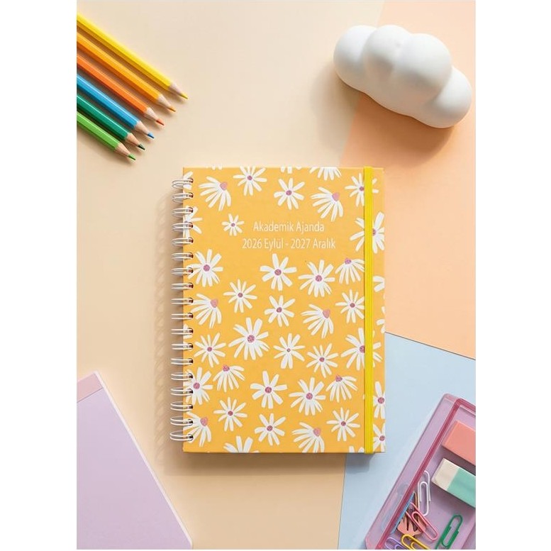 Lizy 2026-2027 Spiralli Akademik Planlayıcı Ajanda 17X24 cm Tasarım-7 - Sarı Ajanda Fiyatı
