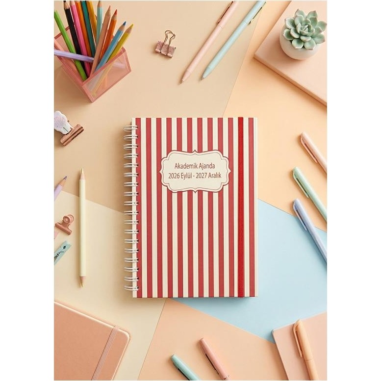 Lizy 2026-2027 Spiralli Akademik Planlayıcı Ajanda 17X24 cm Tasarım-8 - Kırmızı Ajanda Fiyatı