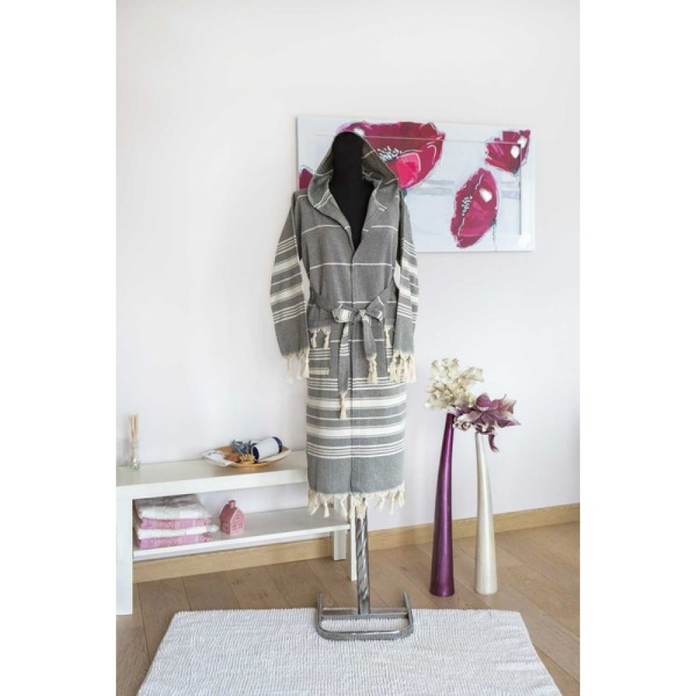 Lizzamoda Naturel Peştemal Bornoz - 2XL - Gri Bornoz Fiyatı