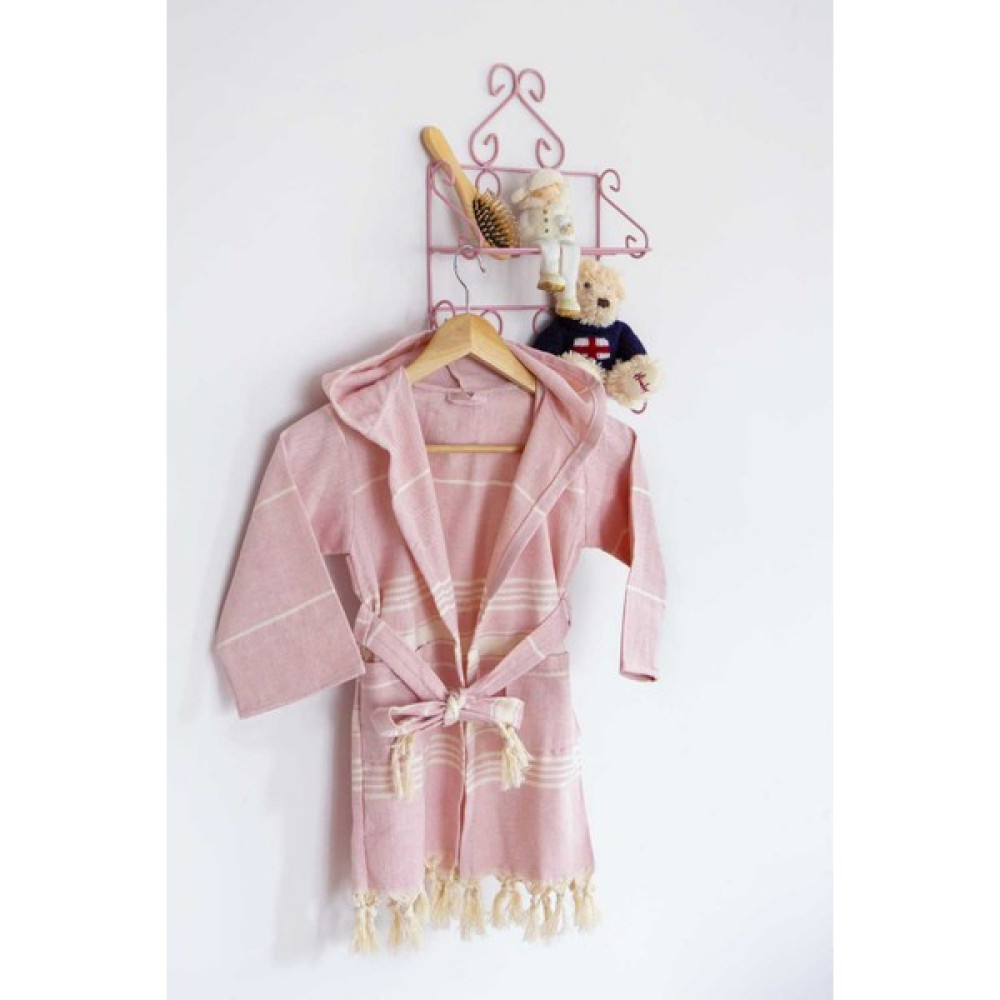 Lizzamoda Naturel Peştemal Çocuk Bornozu - 3 - 4 Yaş - Pembe Bornoz Fiyatı