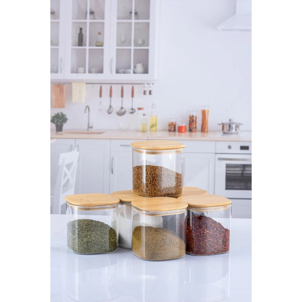 Lizzy 6 Adet 800 Ml Kare Bambu Kapaklı Lüks Baharat Seti Baharat Setleri & Baharatlıklar Fiyatı