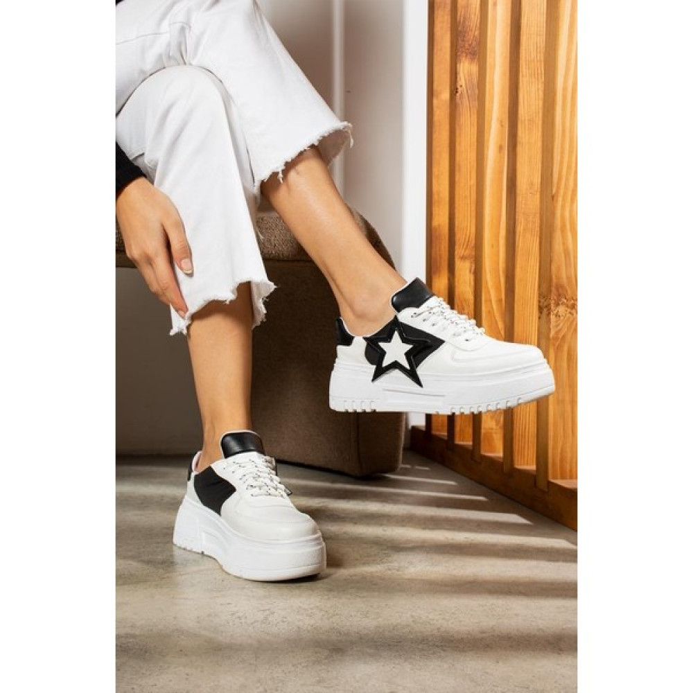 Lk Bağcıklı Yıldız Detaylı Günlük Sneaker Ayakkabı Kadın Günlük Ayakkabıları Fiyatı