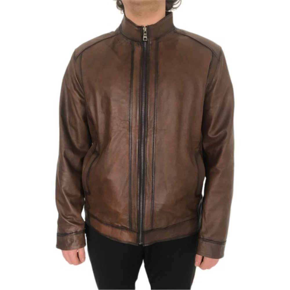 LN Leather Gerçek Deri Spor Kesim Hakim Yaka Erkek Deri Mont Erkek Mont Fiyatı