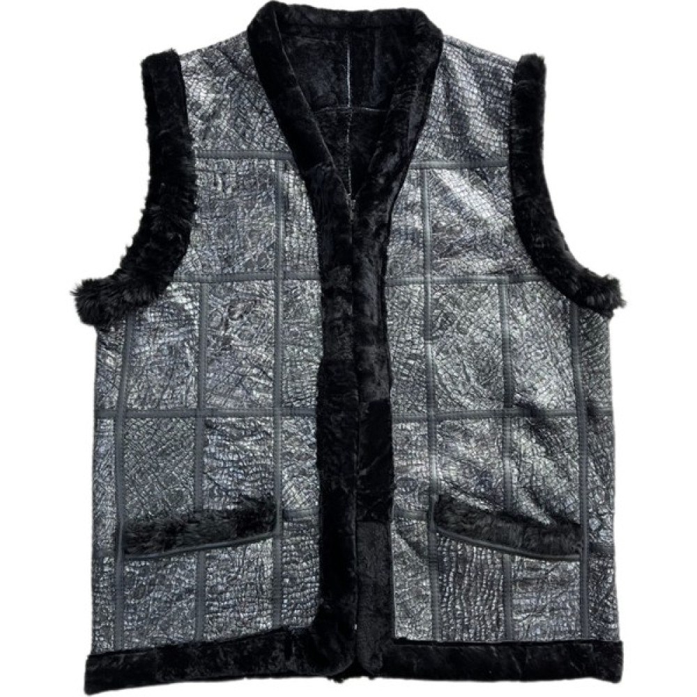 LN Leather Özel Üretim Patchwork Içi Kürk-Dışı Süet Gerçek Deri Kadın Yelek Kadın Yelek Fiyatı
