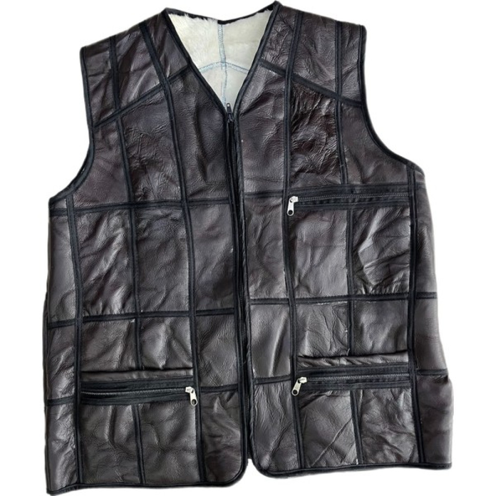 LN Leather Patchwork Içi Kürk-Dışı Süet Deri Biye Detaylı Yelek Erkek Yelek Fiyatı