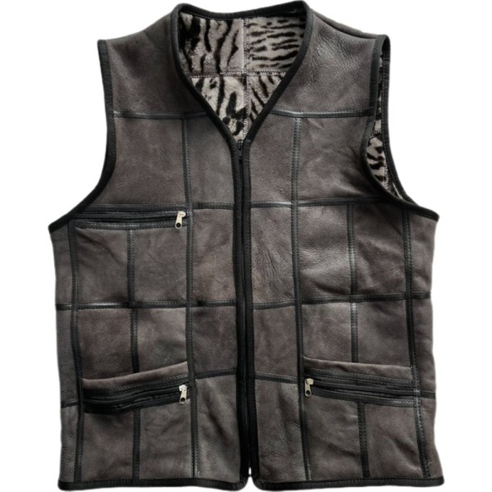 LN Leather Patchwork Içi Kürk-Dışı Süet Gerçek Deri Biye Detaylı Yelek Erkek Yelek Fiyatı