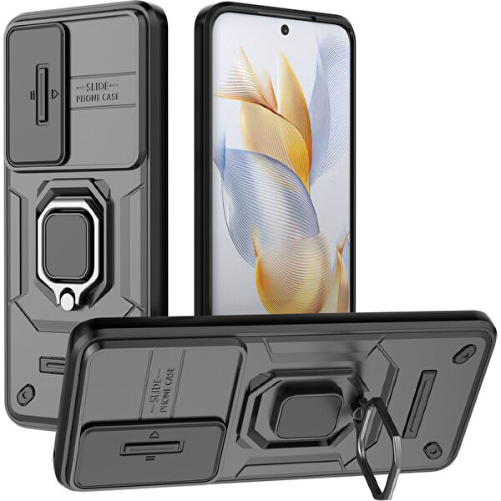 Lnobern Honor 90 5g Için Telefon Kılıfı [düşmeye Karşı Koruma] Araba Manyetik Halka Tutuculu (Yurt Dışından) - Siyah Cep Telefonu Kılıfı Fiyatı