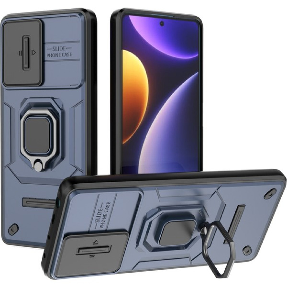 Lnobern Poco F5 Pro Için Telefon Kılıfı [düşmeye Karşı Koruma] Araba Manyetik Halka Tutuculu (Yurt Dışından) - Mavi Cep Telefonu Kılıfı Fiyatı