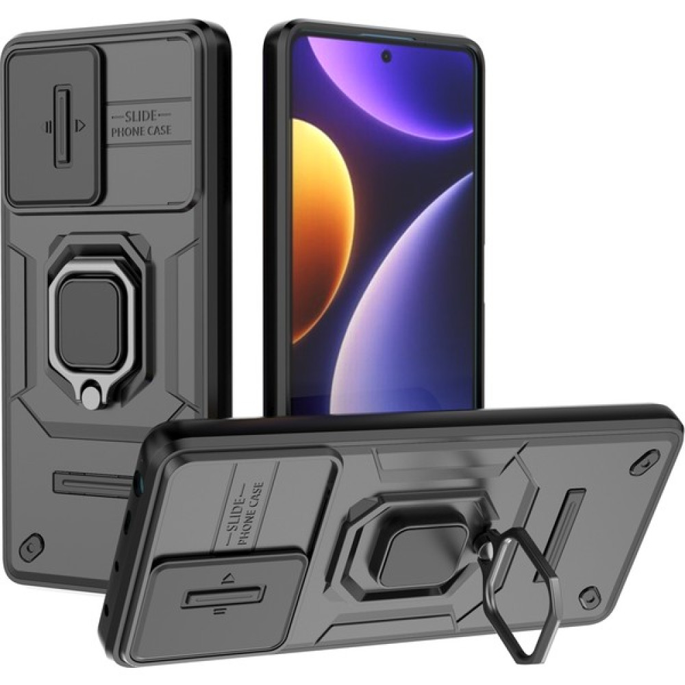 Lnobern Poco F5 Pro Için Telefon Kılıfı [düşmeye Karşı Koruma] Araba Manyetik Halka Tutuculu (Yurt Dışından) - Siyah Cep Telefonu Kılıfı Fiyatı
