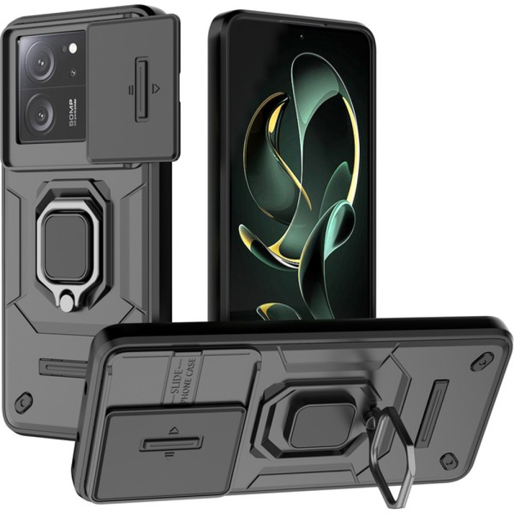 Lnobern Xiaomi 13T-13T Pro Için Telefon Kılıfı [düşmeye Karşı Koruma] Araba Manyetik Halka Tutuculu (Yurt Dışından) - Siyah Cep Telefonu Kılıfı Fiyatı