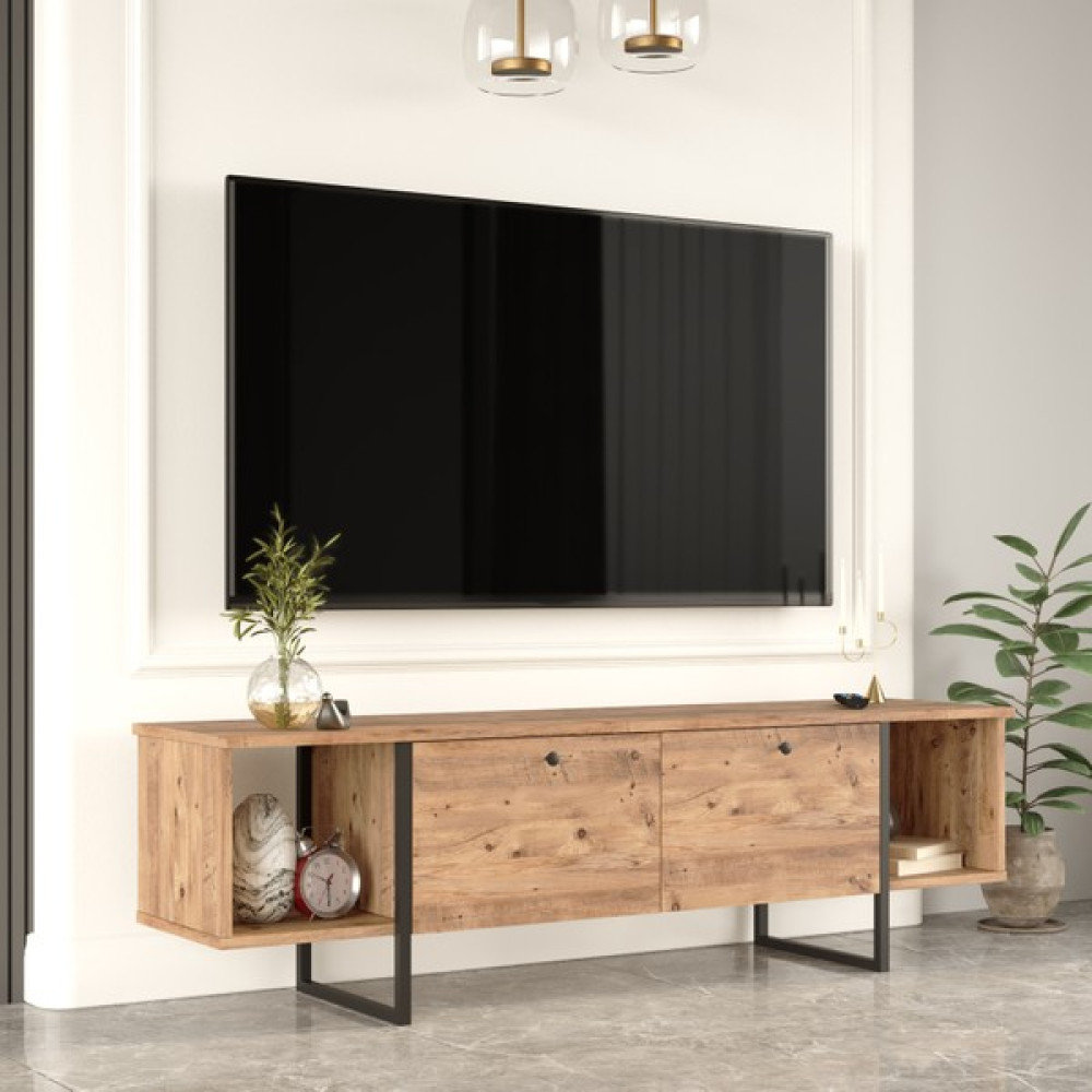 L'occi Concept Arnis 160CM Tv Ünitesi Tv Sehpası Metal Ayak 2 Kapaklı Atlantik Çam AS30-A Tv Ünitesi / Sehpası Fiyatı