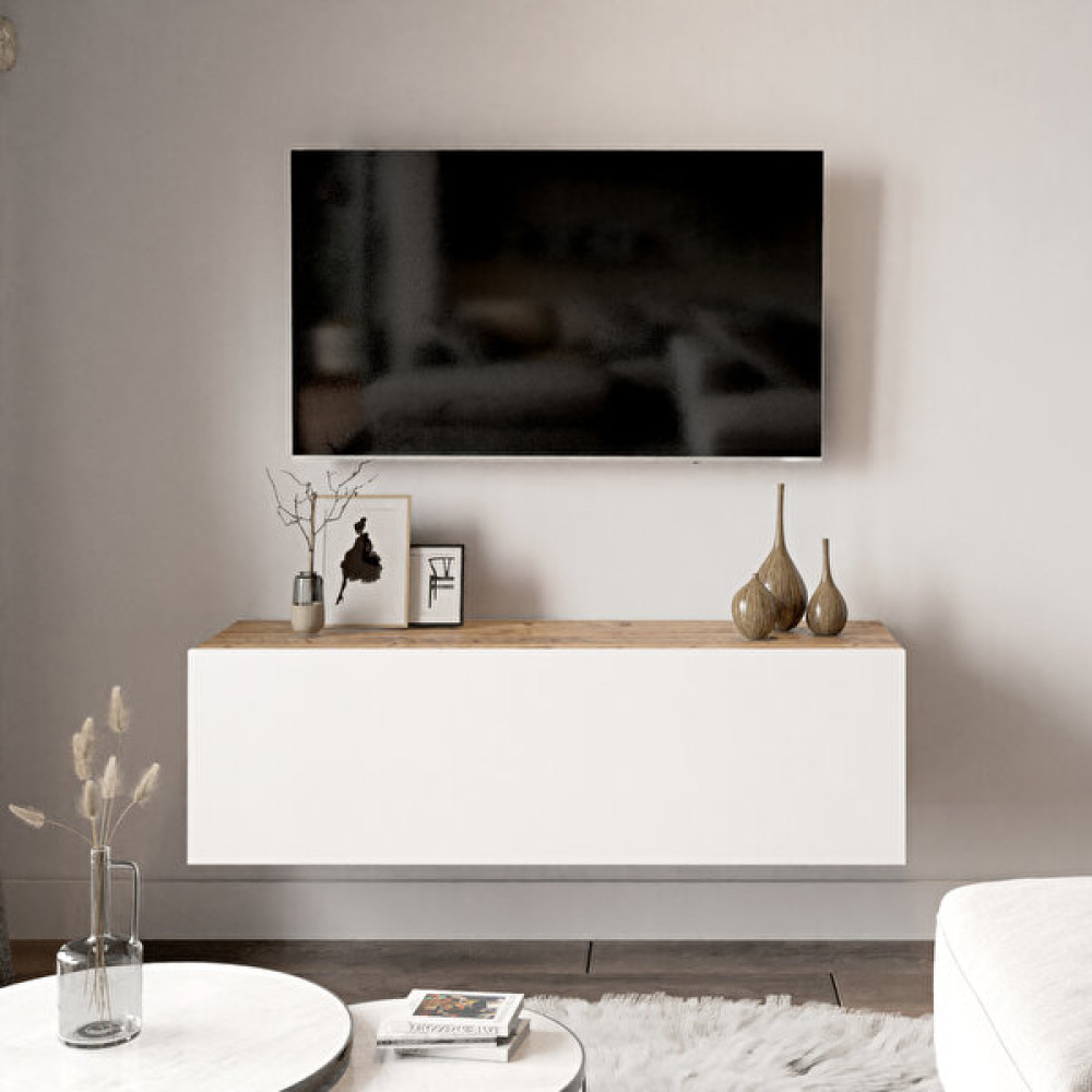 L'occi Concept Delphin 100 cm KapaklıTv Ünitesi DLP12-AW Çam-Beyaz Tv Ünitesi / Sehpası Fiyatı