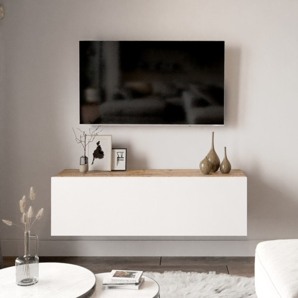 L'occi Concept Delphin 100 cm KapaklıTv Ünitesi DLP12-AW Çam-Beyaz - Beyaz Tv Ünitesi / Sehpası Fiyatı
