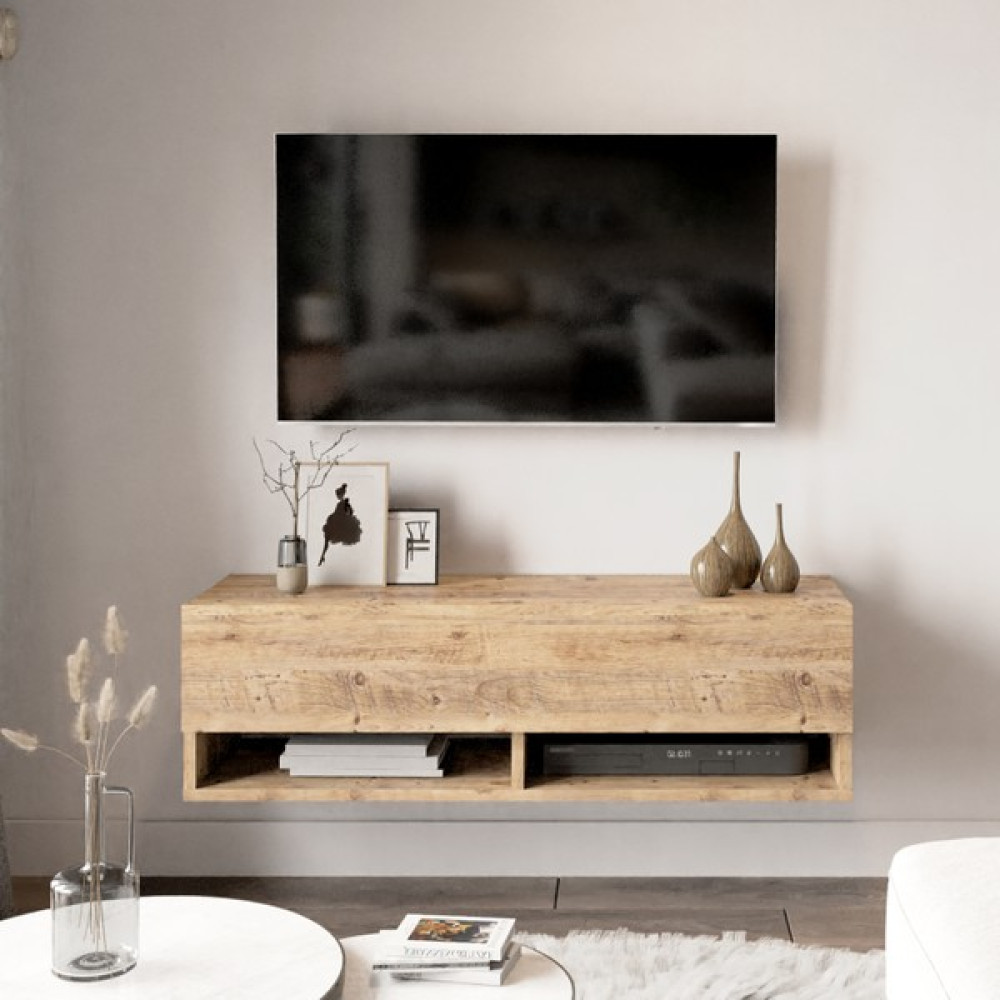 L'occi Concept Delphin 100 cm Raflı Kapaklı Tv Ünitesi DLP13-A Çam Tv Ünitesi / Sehpası Fiyatı