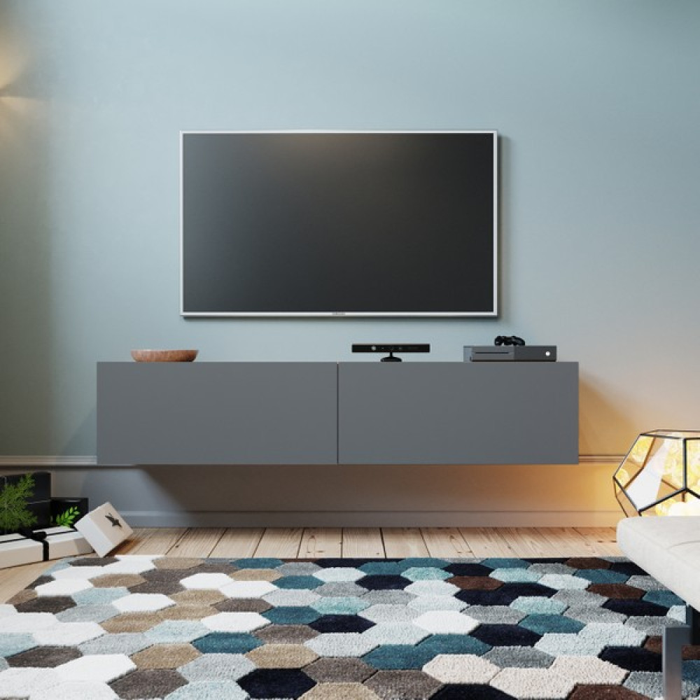 L'occi Concept Delphin 140 cm Kapaklı Tv Ünitesi DLP10-AA Çam-Antrasit Gri - Antrasit Tv Ünitesi / Sehpası Fiyatı