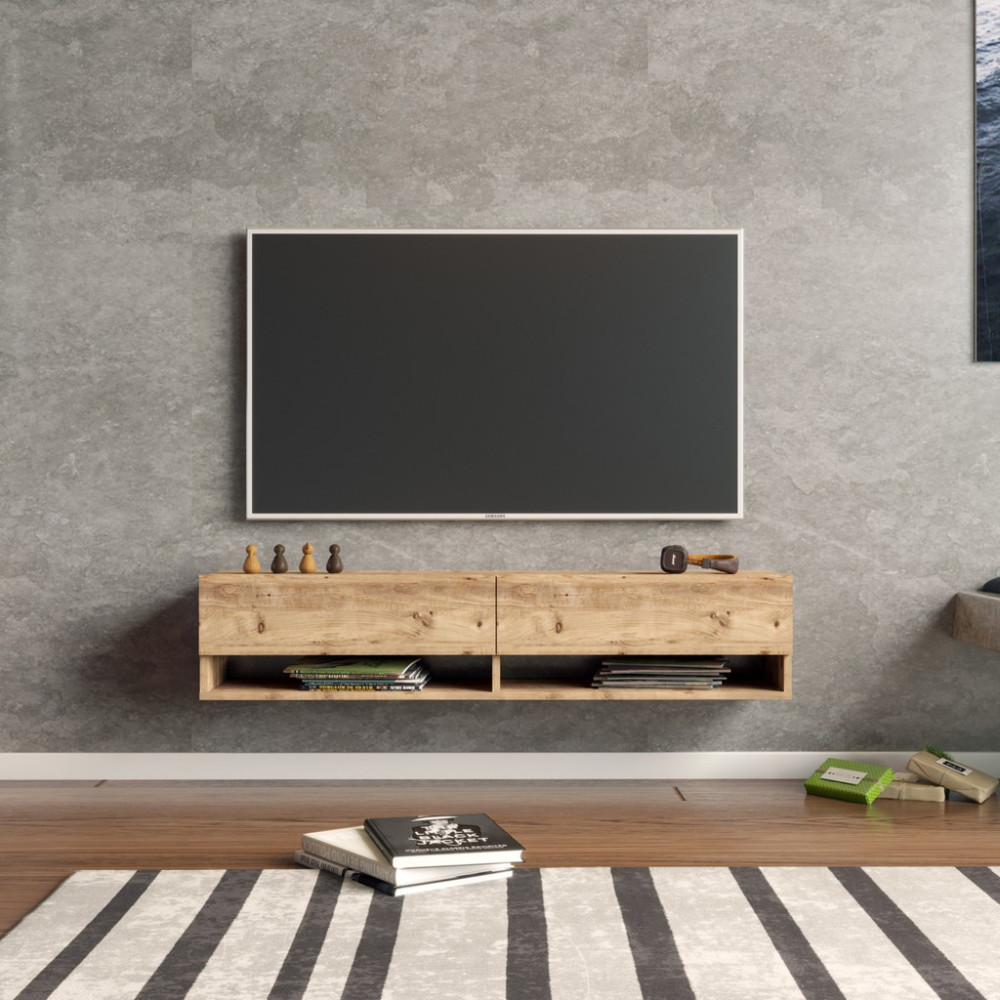 L'occi Concept Delphin 140 cm Raflı Kapaklı Tv Ünitesi DLP11-A Çam Tv Ünitesi / Sehpası Fiyatı