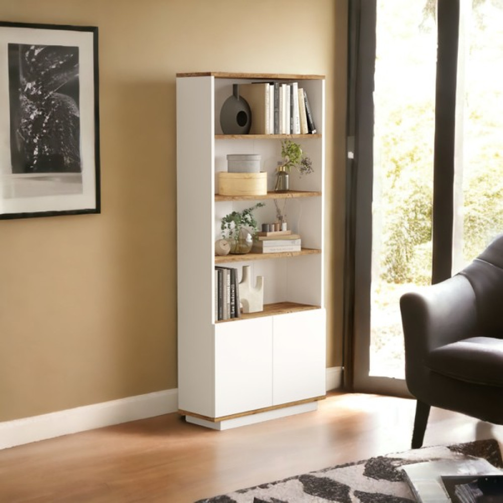 L'occi Concept Delphin Kitaplık Raf 2 Kapaklı Raflı 168CM Çam-Beyaz DLP16-AW Kitaplık Fiyatı