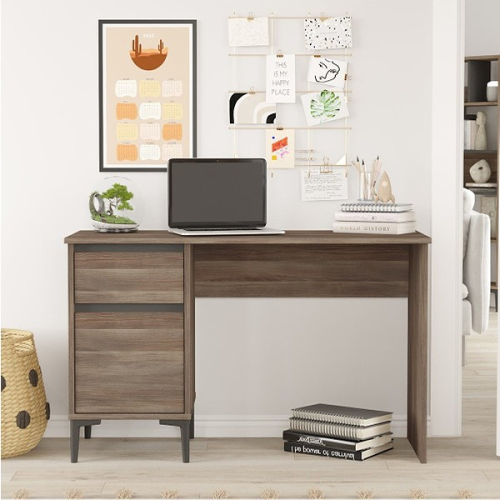 L'occi Concept Eldon 120 cm Çalışma Masası Laptop Çekmeceli Kapaklı Kahve-antrasit Gri EL8-ca - 120 x 45 x 75 cm - Ahşap Çalışma Masası Fiyatı