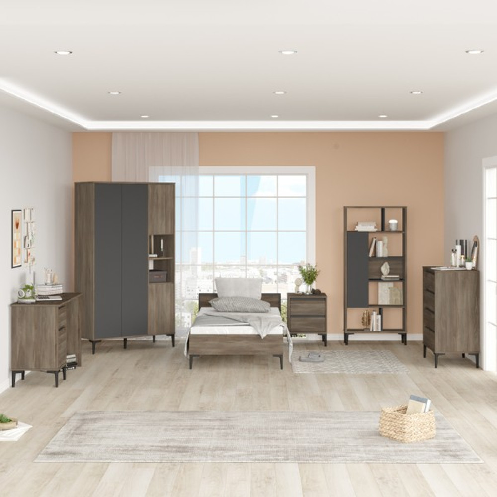 L'occi Concept Eldon 6'lı Genç Odası Takımı Kahve-Antrasit EL19-CA Genç Odası Takımı / Seti Fiyatı
