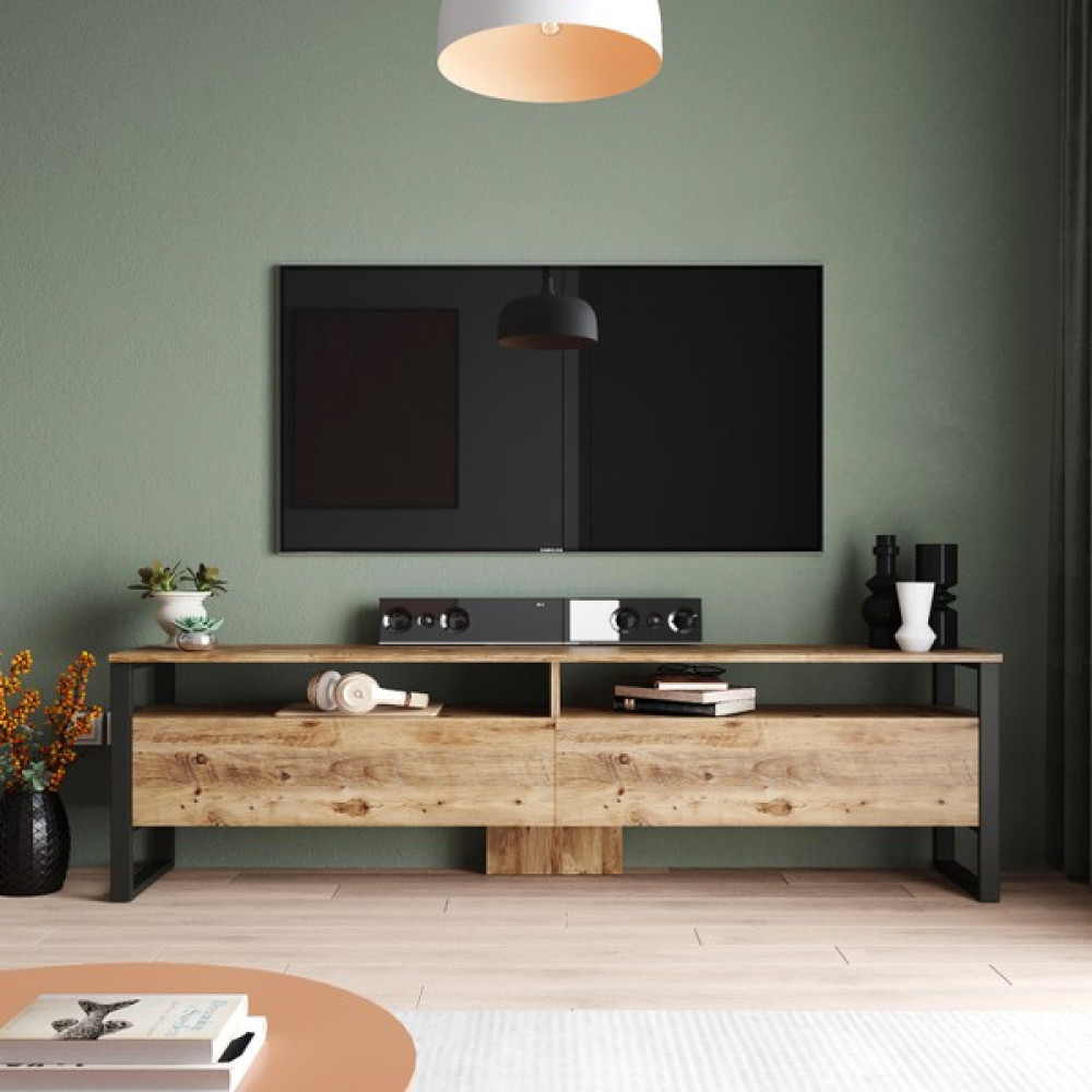 L'occi Concept HW19 Hewson Metal Tv Ünitesi Tv Sehpası 2 Kapaklı 180cm - Beyaz Tv Ünitesi / Sehpası Fiyatı