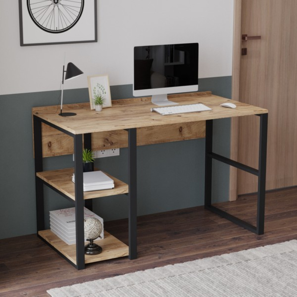 L'occi Concept Hw8 Hewson Metal Çalışma Masası Kitaplıklı - Y: 75 cm D: 60 cm G: 120 cm - Ceviz Çalışma Masası Fiyatı