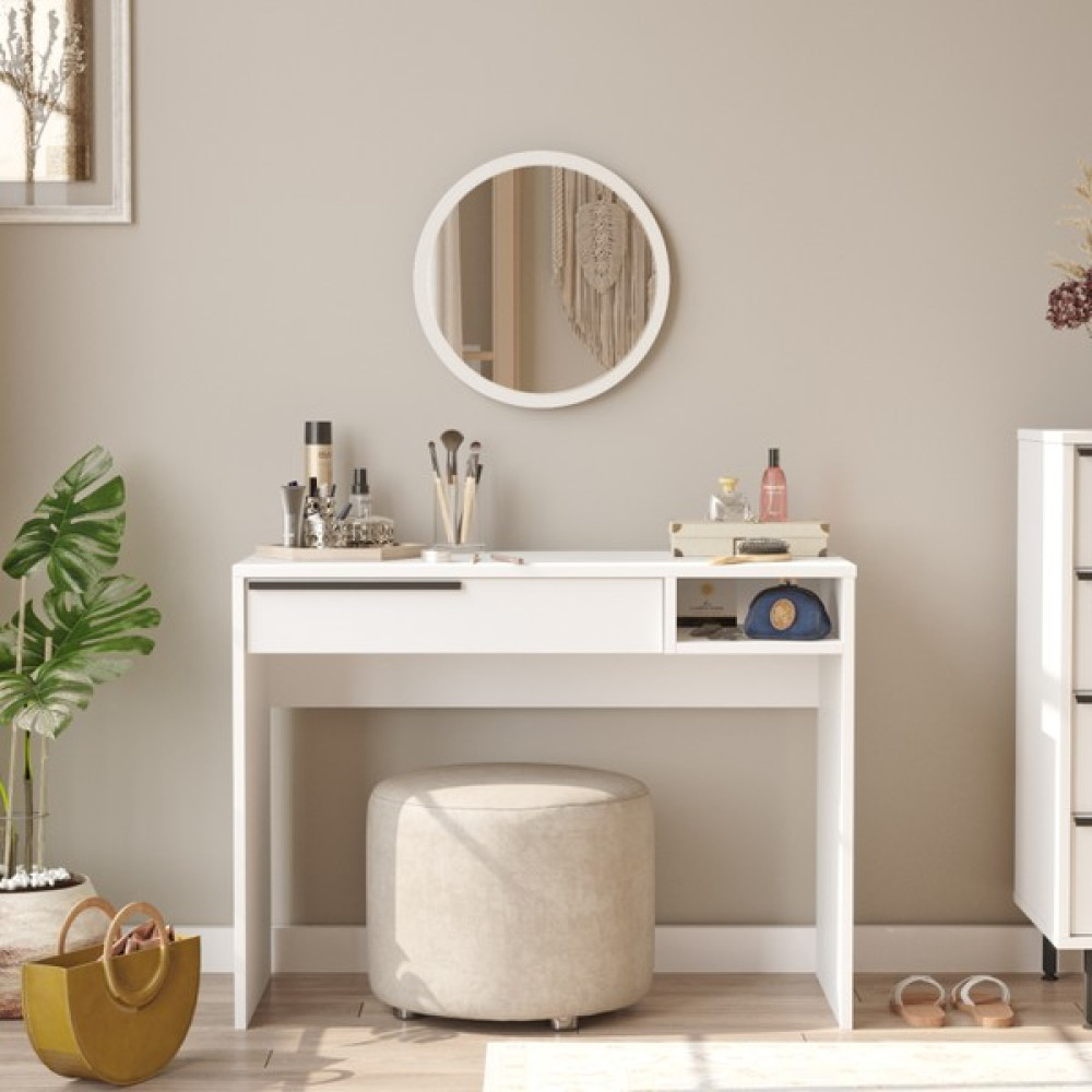 L'occi Concept Leena 100 cm Makyaj Masası Aynalı Çekmeceli Beyaz LA18-W Dresuar / Makyaj Masası Fiyatı