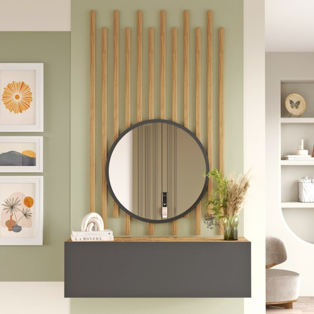 L'occi Concept Lisboa Aynalı Dresuar Ahşap Çıtalı Set Çam-Antrasit Lı2-Aa Dresuar / Makyaj Masası Fiyatı