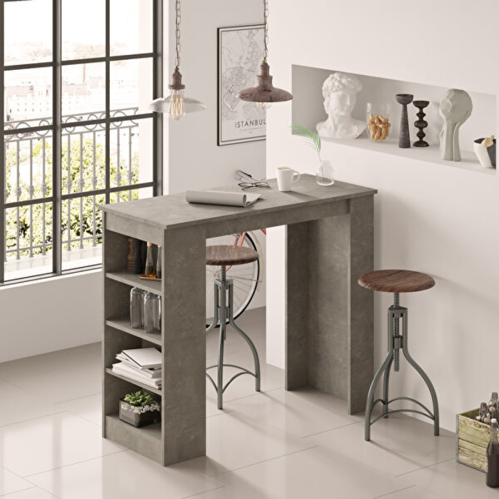 L'occi Concept Lowa 120 cm Raflı Bar Masası Mutfak Yemek Masası Beton Lw1-Rg Yemek & Mutfak Masası Fiyatı