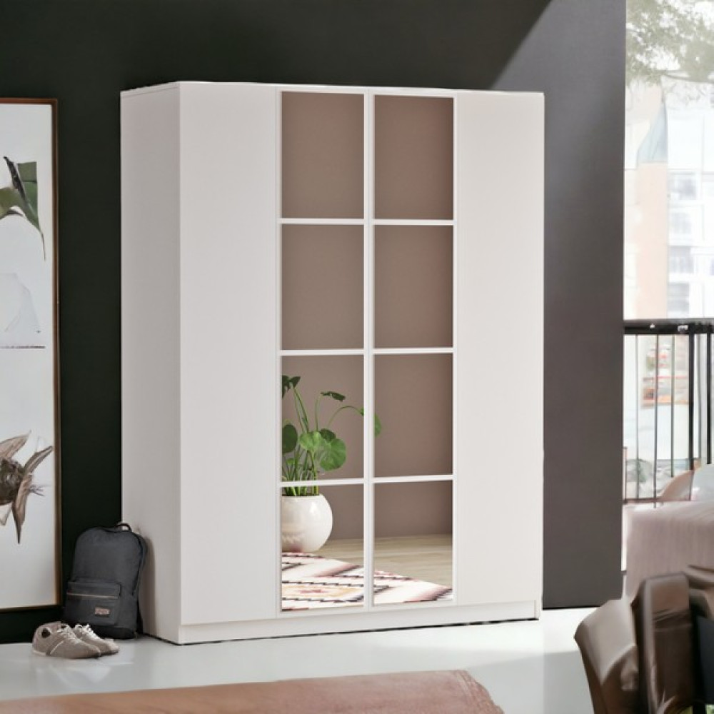 L'occi Concept Lowell 4 Kapaklı Çekmeceli Aynalı Gardırop Elbise Dolabı Lo2-W - Beyaz Gardrop & Dolap Fiyatı