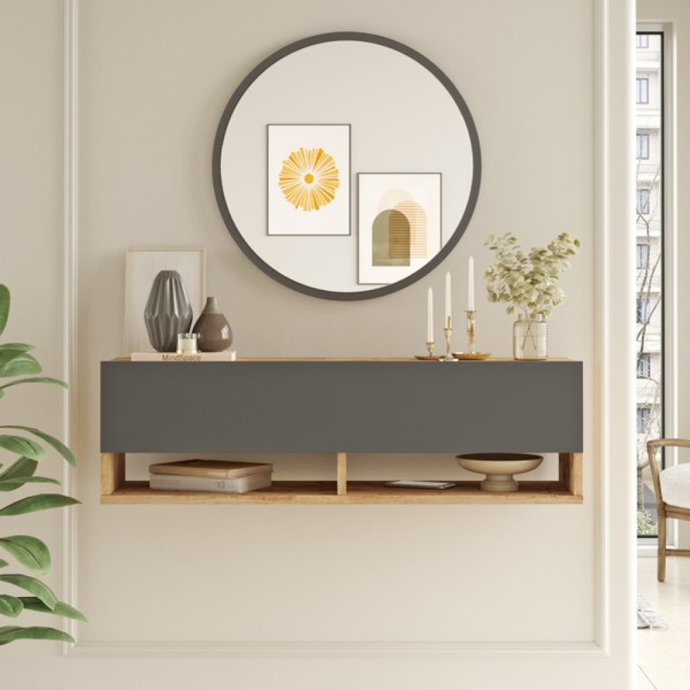 L'occi Concept Simon 60 cm Aynalı Dresuar Antre Hol Çam-Antrasit Dresuar / Makyaj Masası Fiyatı