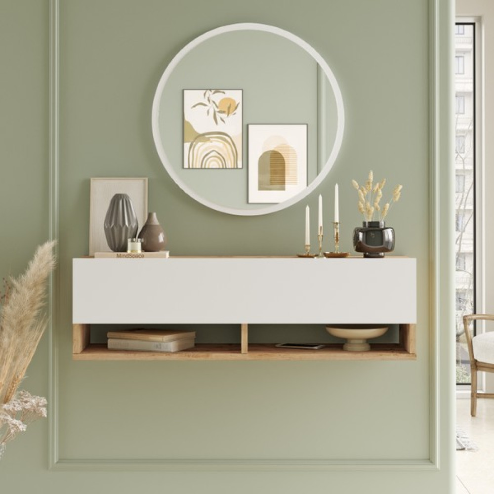 L'occi Concept Simon 60 cm Aynalı Dresuar Antre Hol Çam-Beyaz Dresuar / Makyaj Masası Fiyatı