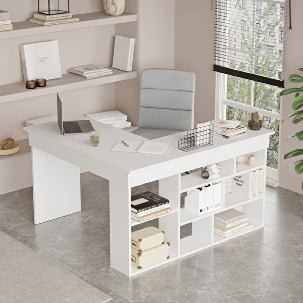 L'occi Concept Tyler Çalışma Bilgisayar Ofis Ders Raflı Kitaplık Laptop Masası Beyaz - Y: 71 cm D: 51 cm G: 120 cm Çalışma Masası Fiyatı