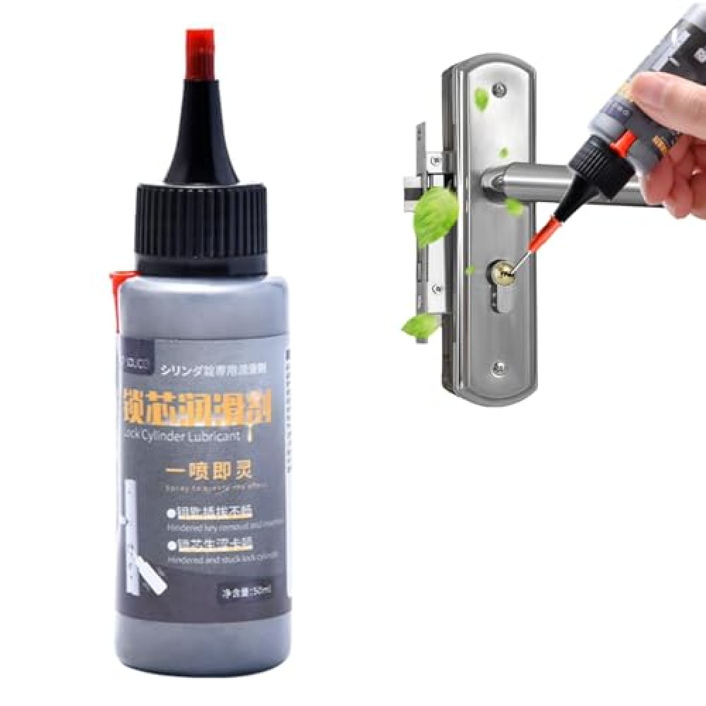 Lock Cylinder Graphite Lubricant Powder, 50ml Graphite Long-Lasting Lubricant with No Dust, Graphite Dry Lube with Needle Tube, Multifunctional Dry Graphite Lubricant,for Keys, Door Guides, Car Locks