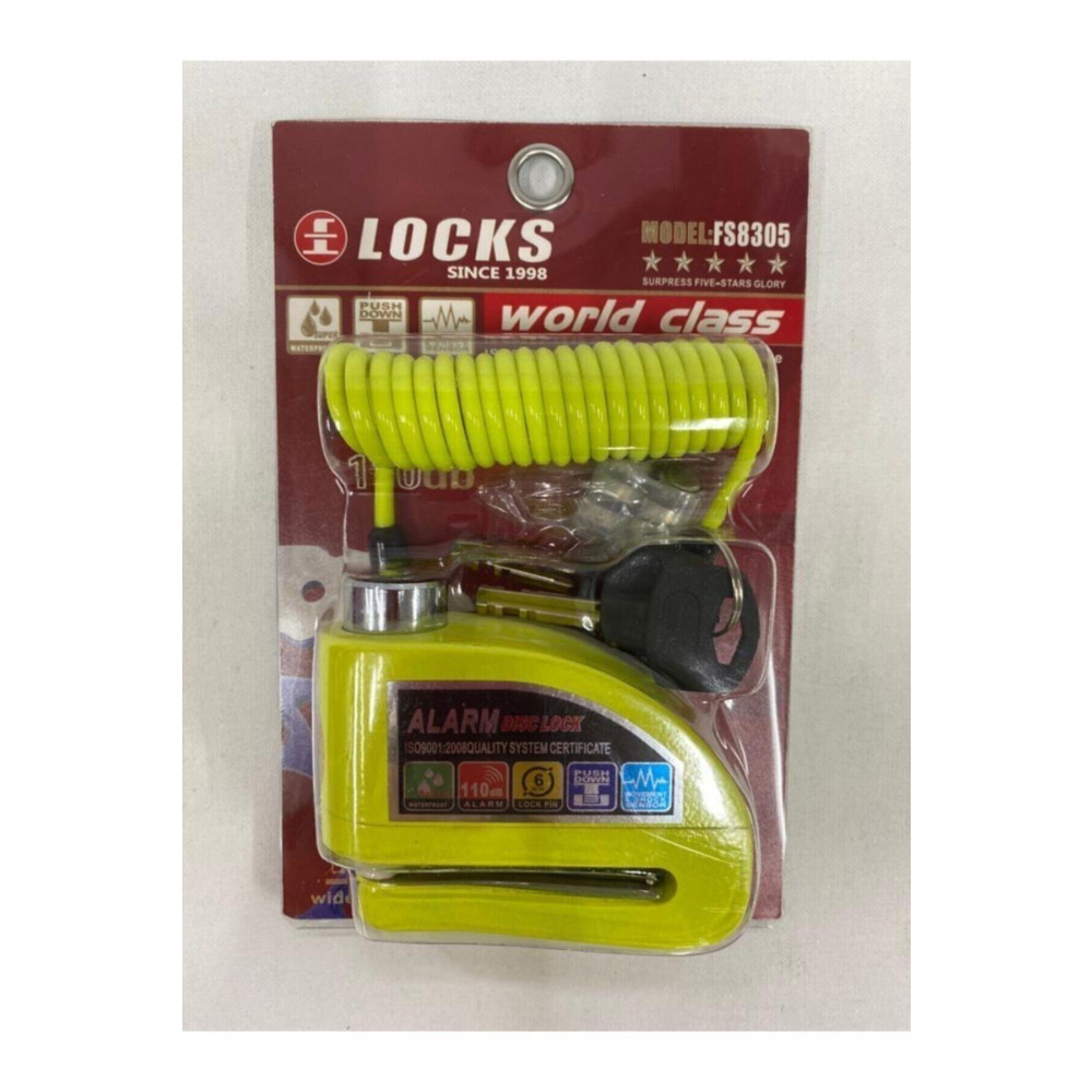 Locks World Class 110 Db Fosforlu Yeşil Alarmlı Disk Kilidi Motorsiklet Kilidi & Alarmı Fiyatı