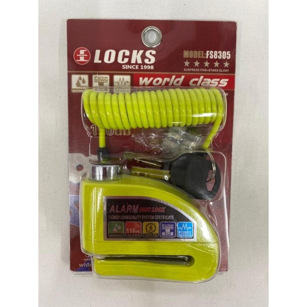 Locks World Class Locks 110 Db Fosforlu Yeşil Alarmlı Disk Kilidi Motorsiklet Kilidi & Alarmı Fiyatı