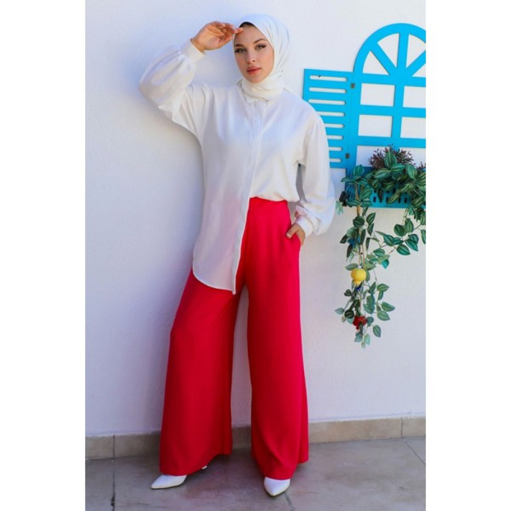 Lodmela Bel Lastikli Viskon Pantolon 1609-FUŞYA Bayan Jeans / Kot Pantolon Fiyatı