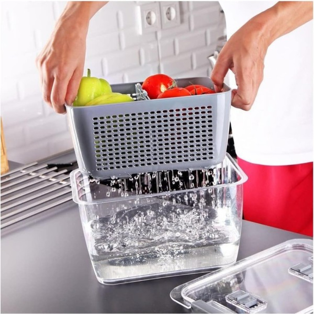 Loftina Süzgeçli Bölmeli Klimalı Buzdolabı Organizer ve Saklama Kabı 2,5 Lt Saklama Kapları Fiyatı