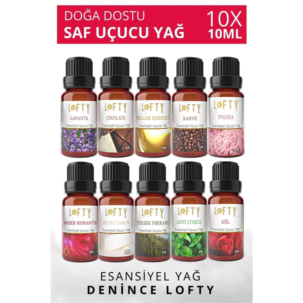 Lofty 10lu Set Uçucu Yağ Buhurdanlık Esansı Oda Kokusu Esansiyel Buhur Yağı 10 ml Deterjan ve Temizlik Ürünleri Fiyatı