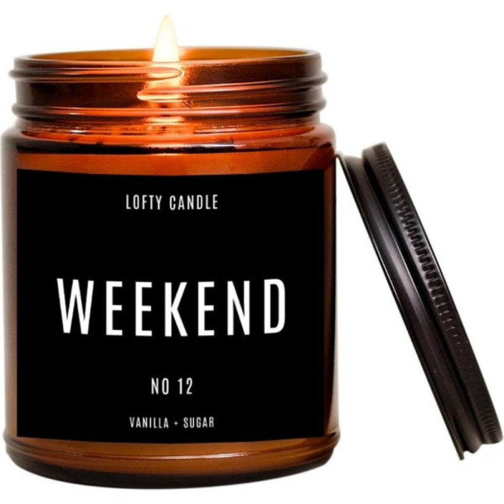 Lofty Weekend Siyah Etiket Amber Kavanoz Mum Dekor Aromaterapi Rahatlatıcı Vanilya Kokusu 210 gr - 1 Adet Dekoratif Mum Fiyatı