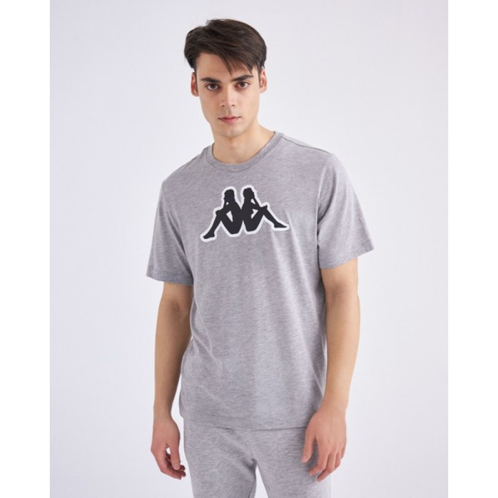 Logo Zobi Erkek Melanj-Siyah-Beyaz Regular Fit Tişört Erkek T-shirt Fiyatı