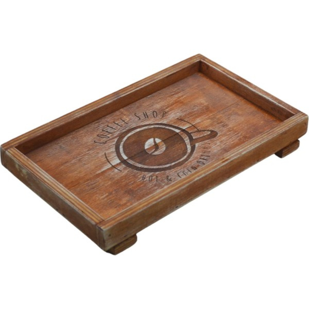 Logolu Ahşap Kahve Sunumluğu 25CM x 15CM Servis Tepsisi Fiyatı