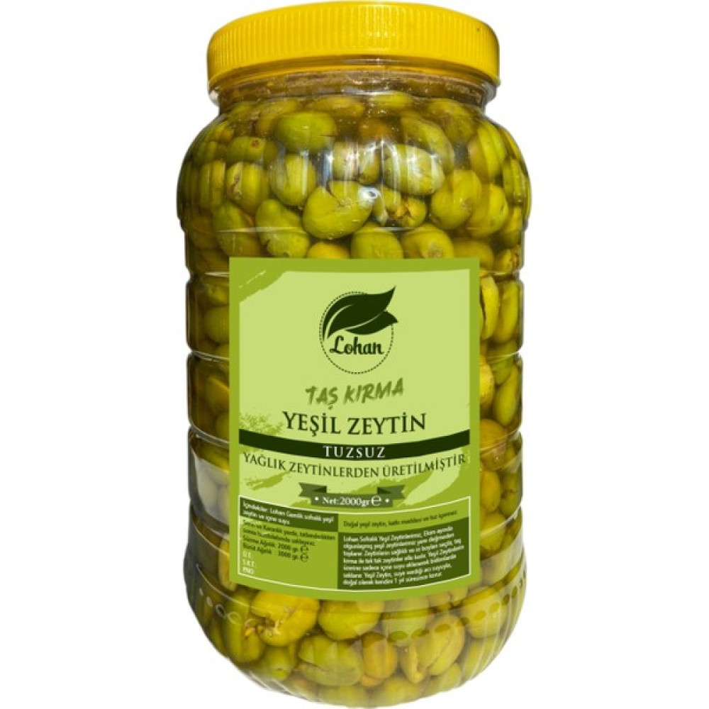 Lohan Taş Kırma Yeşil Zeytin, Tuzsuz, Acı Suyunda, Net 2 kg Diğer Fiyatı