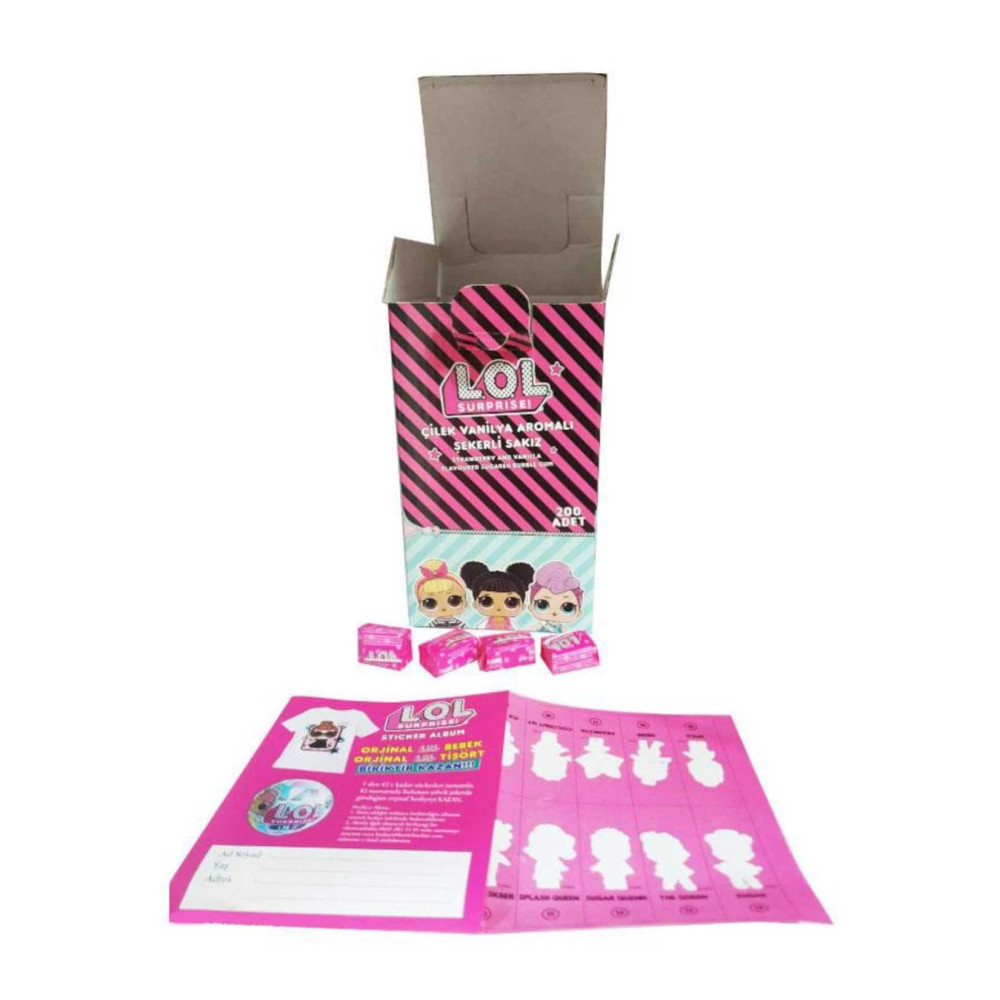 Lol Çilek Vanilya Aromalı Tekli Sakız 200'lü Paket