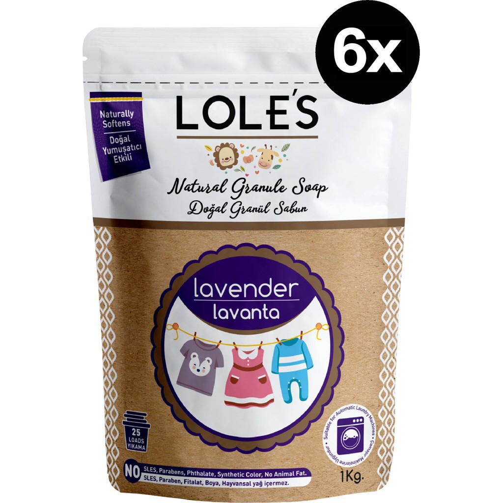 Lole's Doğal Granül Matik Lavanta Kokulu Granül Çamaşır Sabun – Bebekler ve Hassas Çamaşırlar için İdeal Temizlik (6 x 1 kg) - 6 kg Diğer Fiyatı