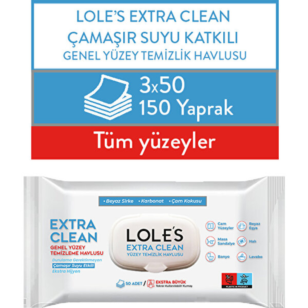 Lole's Extra Clean Genel Yüzey Temizlik Havlusu 3X50 Bebek Bakım Fiyatı